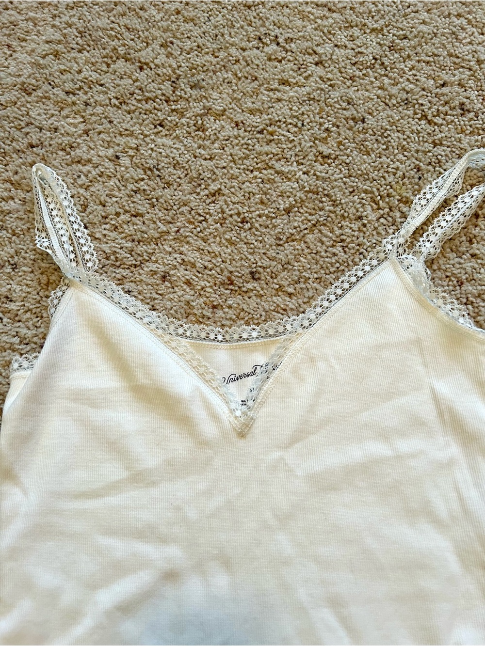 Universal Thread Cream Lace-Trim Ribbed Camisole - Picture 3 of 4